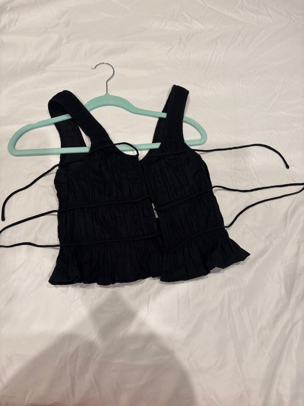 Abercrombie & Fitch Black Ruched Lace-Up Crop Top Size XXS NWT